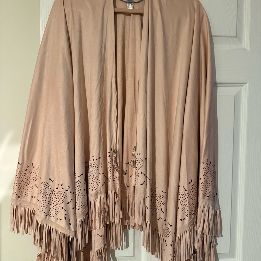 Marc New York Tan Women's Poncho with Fringe